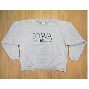 The Cotton Exchange Iowa Hawkeyes Football Sweatshirt Gray Mens Lg Made in USA‎